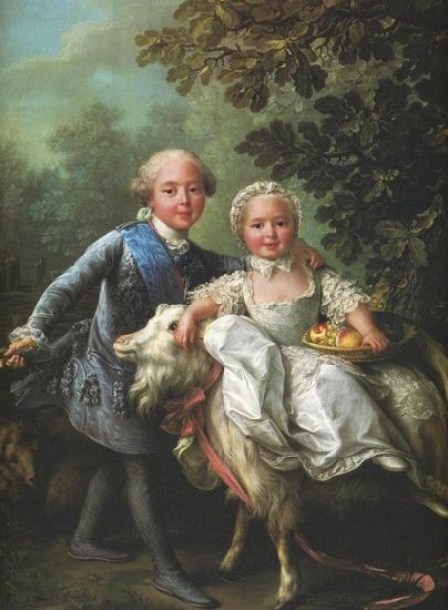 Francois-Hubert Drouais Charles of France and his sister Clotilde oil painting picture